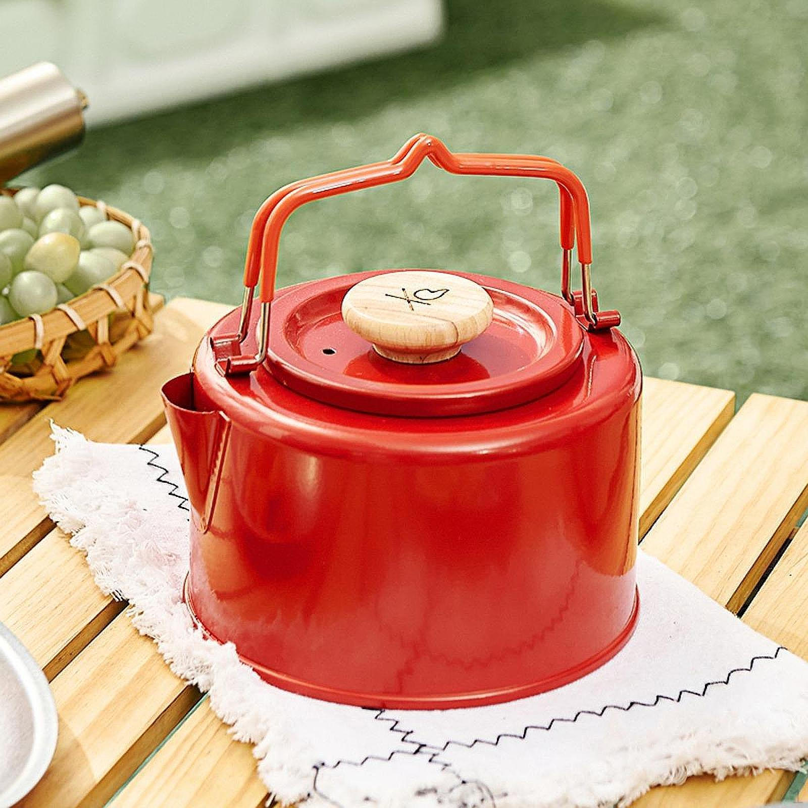 

Кемпінговий чайник 1.1 л з ергономічною ручкою Легкий чайник для риболовлі на відкритому повітрі червоний