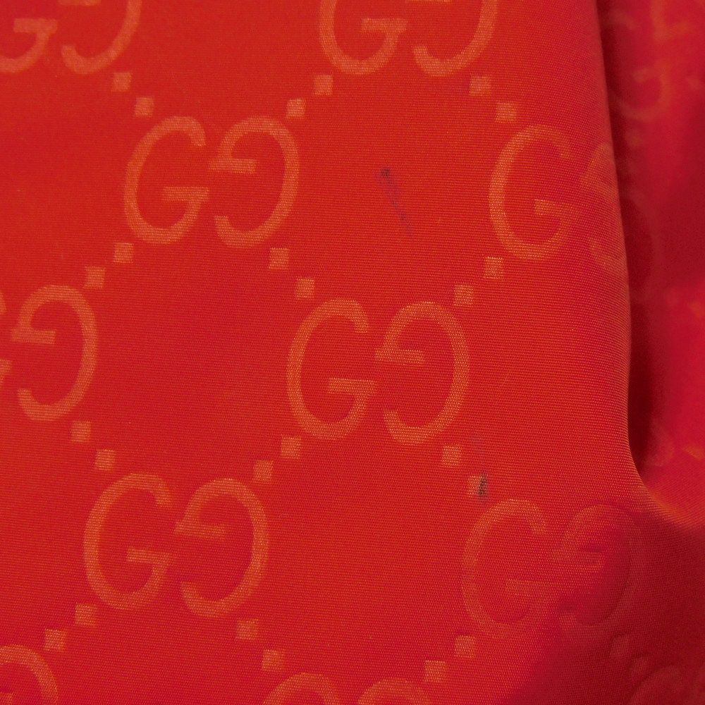 Used 9539 GG Nylon Daypack 387071 7927 Double G Calfskin Drawstring Logo Embossed Orange Red Men's from Japan AUTHENTIC