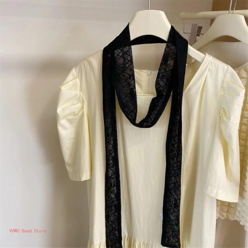 Hair Scarf for Girl Narrow Lace Neck Scarf Elegant Neckwear Hand Tied Hair Wrap