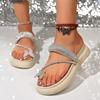 Fashion 2025 New Women's Thick Sole Summer Beach Flip Flop Sandals with Butterfly Rhinestone Toe Post Fashionable Versatile Slippers