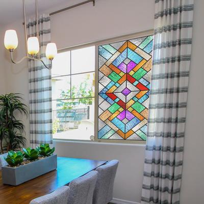 Stained Glass Window Privacy Film Vintage Home Church Decorative Frosted Static Cling Reusable UV Sun Blocking Glass Sticker Cover