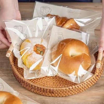 50 Peças Sacos Plásticos Autoadesivos com Selo Para Embalagem de Padaria, Croissant, Biscoitos Artesanais de Festa, Pão e Bolo