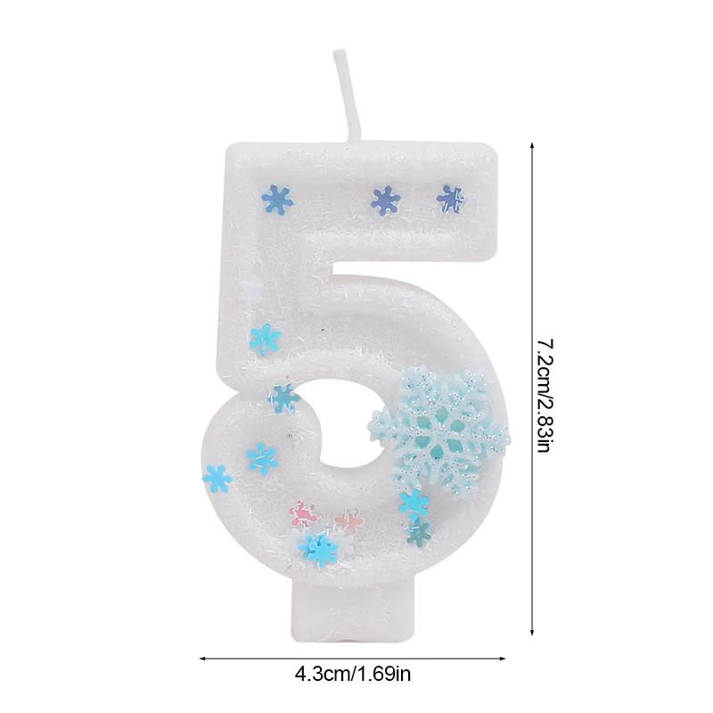 Glitter Snowflake Number Candles Kids Girls Frozen Birthday Party Cake Topper Decoration Supplies 0-9 Digital Baby Shower Gift