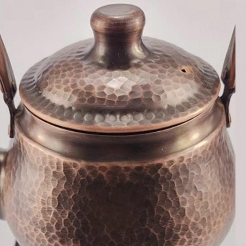 Vintage kávovar z čisté mědi, Ručně kovaný s texturou tkaniny, Přenosný, 1200 ml, Zesílený, Tepelně odolný, Konvice s filtrem, Ručně vyrobená čajová konvice