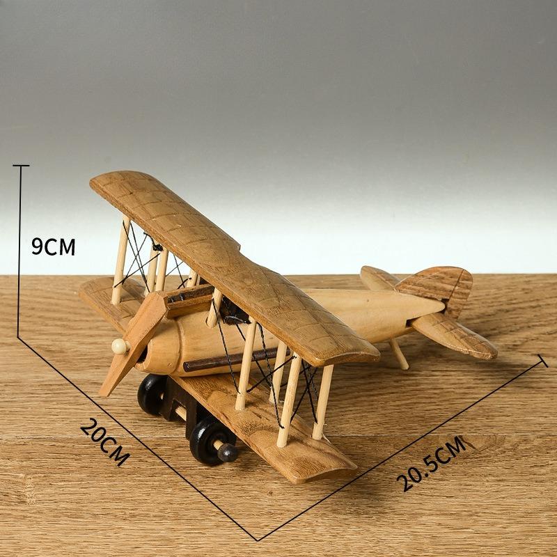 

Vintage Wooden Airplane Decor Creative Retro Aircraft Model Handcrafted Ornament Stylish Desktop Accent for Home Office Living