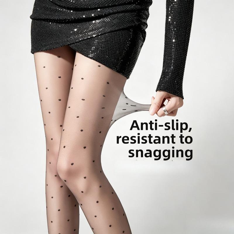 Kave Neue Schwarze Punktstrumpfhose Für Frauen Sommer Ultra-Dünn Nahtlos Damenstrümpfe Herz Hautverschönernd Transparent Strumpfhose