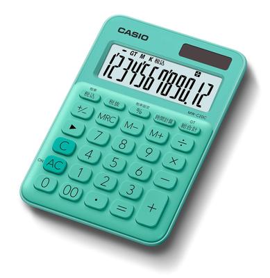 Casio Colorful Calculator Mint Green 12 Digit Mini Just Type MW-C20C-GN-N