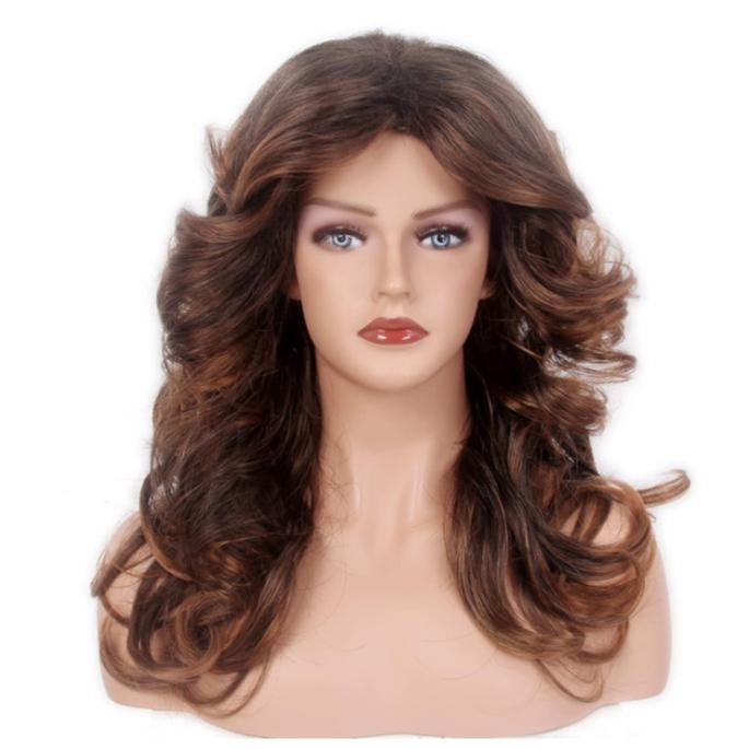Blonde Wig Golden Brown Wig Women Medium Length Hair Costume Cosplay Party Daily Use Curly Hairpiece High Temperature Fiber Hair