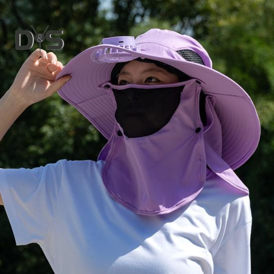 Fisherman Hat with Removable Fan Rotatable USB Fan Wide Brim Sun Hat UPF50+ Protection Adjustable Circumference Fishing Hat