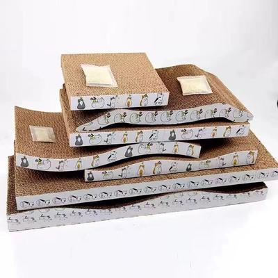 Large, Durable Corrugated Cat Scratching Board - Anti-Scratch, Debris-Free, Wavy Claw Toy for Kittens.
