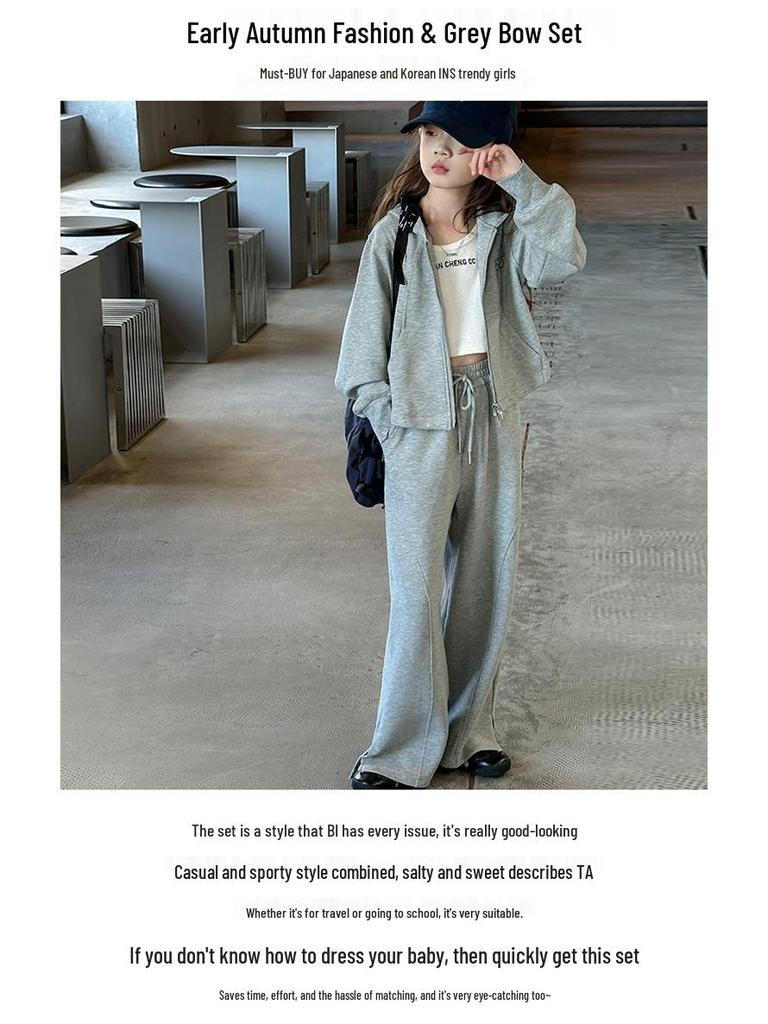 Girls' Trendy 2025 Spring & Autumn Casual Two-Piece Set: Fashionable Children's Clothing for Big Girls