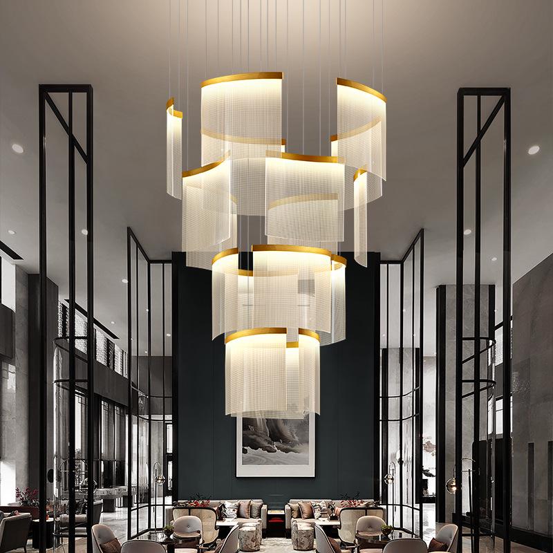 Duplex Large Modern Chandelier for Luxury Villa, Creative Living Room, Hotel Lobby, Sales Office, Loft, and Staircase.