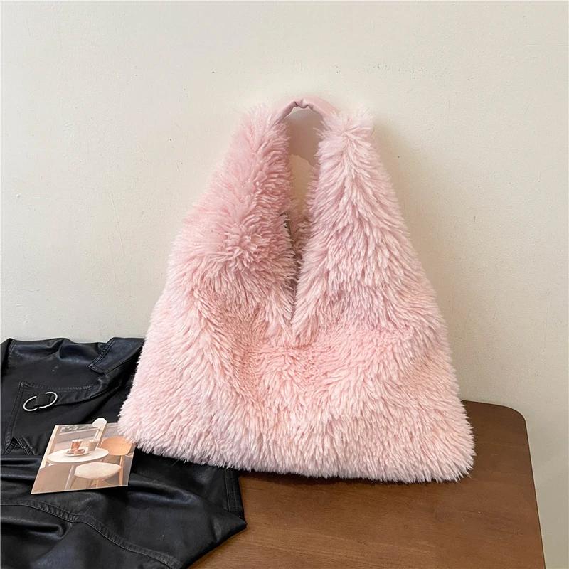 Simple Feminine Fur Shoulder Bag Large Capacity Casual Bags Versatile Bag New Styles