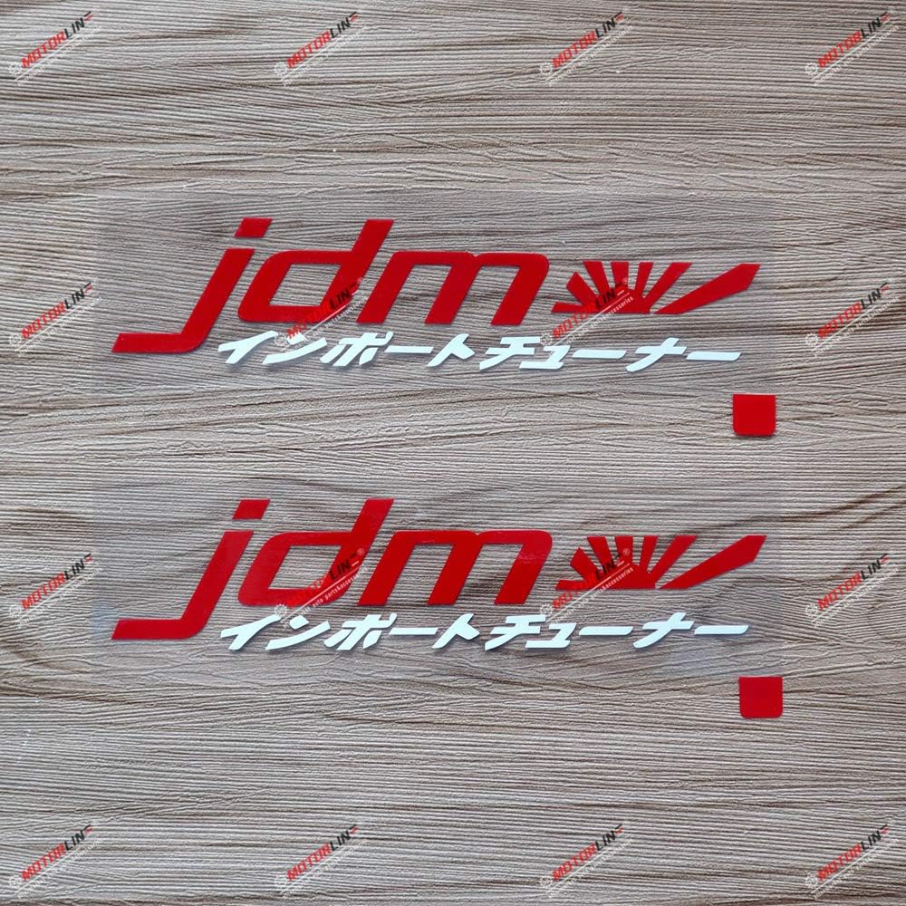 2X red+White 6 Inches JDM Kanji Japanese Symbol Rising Sun Flag Japan Car Decal Vinyl Sticker
