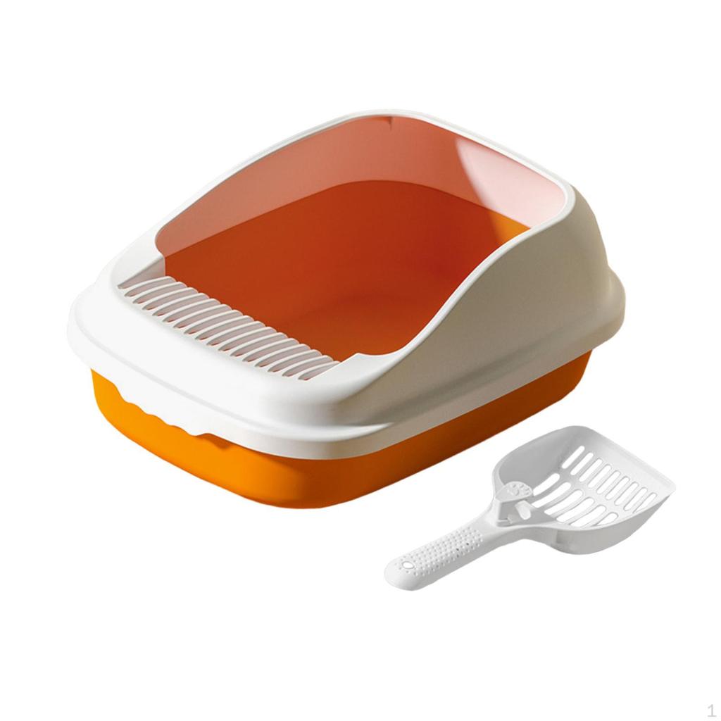 Cat Litter Tray Semi Enclosed 12L Capacity 19x13x7.5inch Multifunctional Detachable Anti Splashing
