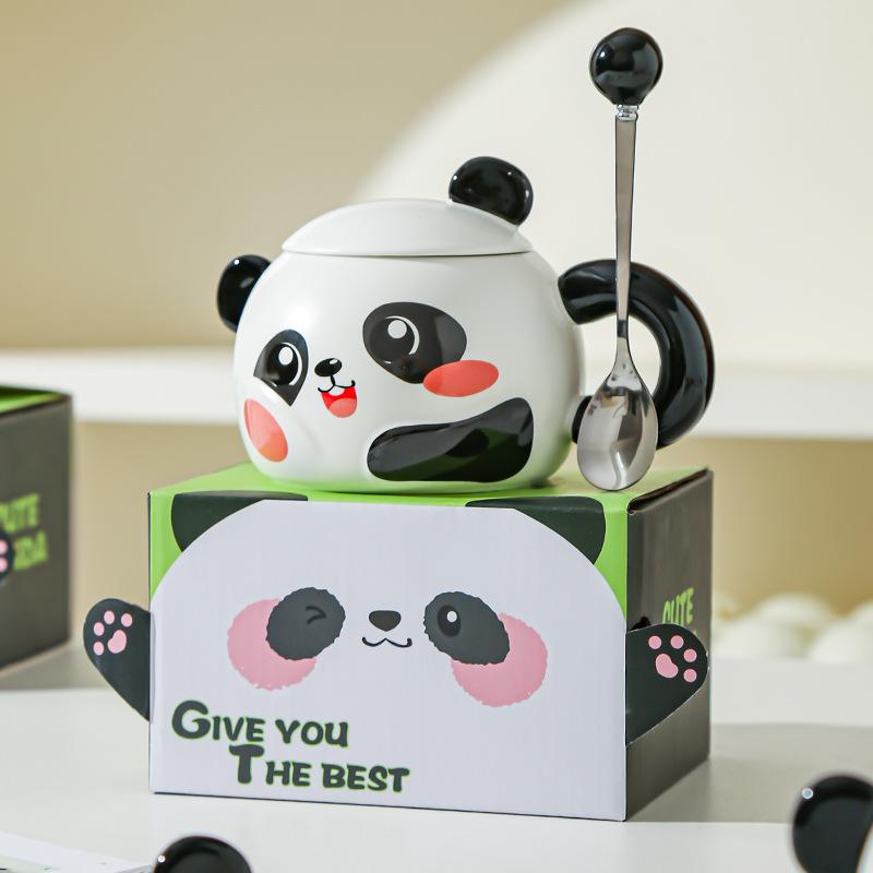 Creative panda water cup mug home office ceramic cup gift cartoon breakfast cup souvenir