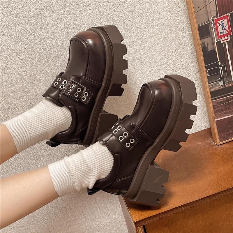 Vintage Black Women's Flat Shoes 2025 New Spring Autumn Versatile Skirt Mary Jane Shoes Round Toe EVA Sole Microfiber Leather