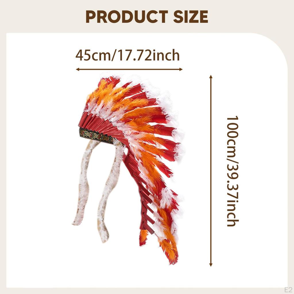 Indian Native Chief Headdress Artificial Feather Headpiece Home Decor Costume Accessory