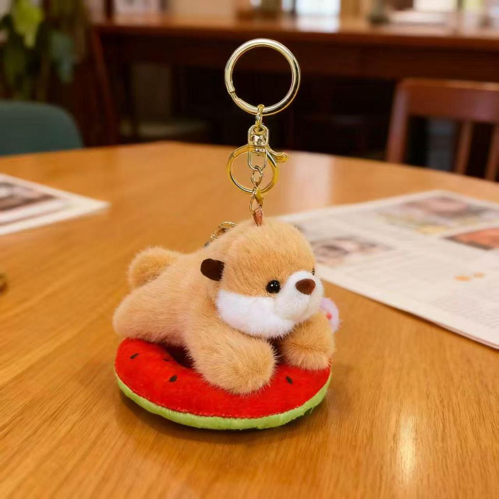 Cute Marine Animal Plush Keychain - Penguin & Dolphin Inflatable Ring Toy Pendant.