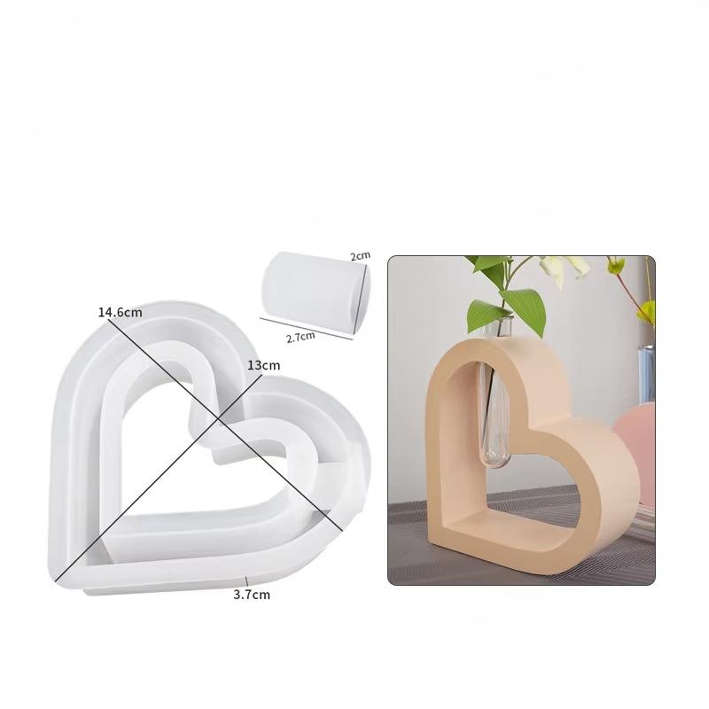 Heart Shape Vase Silicone Mold,vase Casting Silicone Mold,heart Shape Vase Tray,cast Mold For Concrete Plaster Decoration