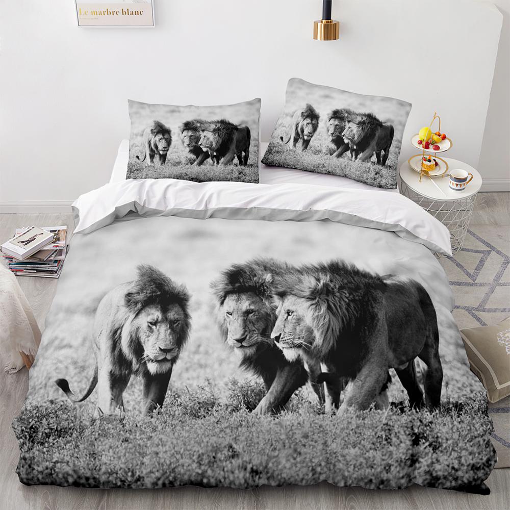 Beast Lion Bedding Set Single Twin Full Queen King Size Animal Bed Set Aldult Kid Bedroom Duvetcover Sets 3D Print 030