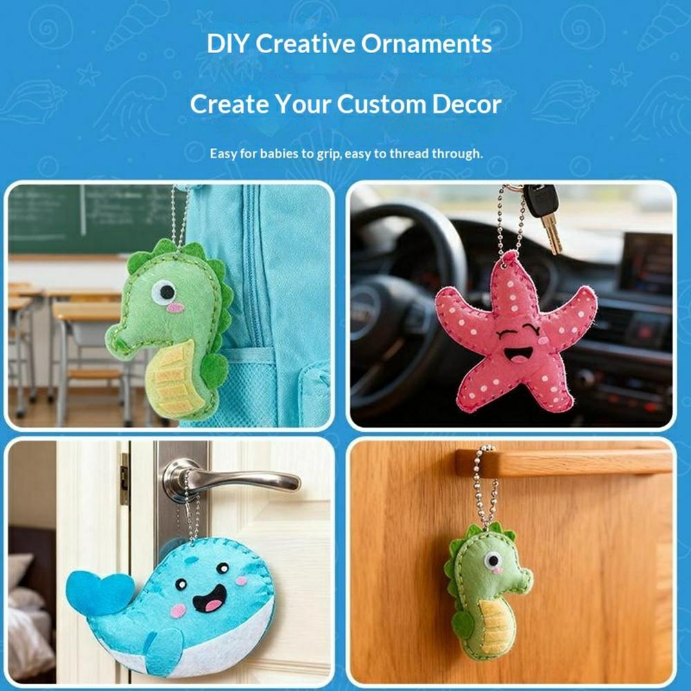 8015/8010 6Pcs Christmas Ocean Animal Felt Craft Kit Kids Sewing Set DIY Ornament Craft Supplies Educational Gift