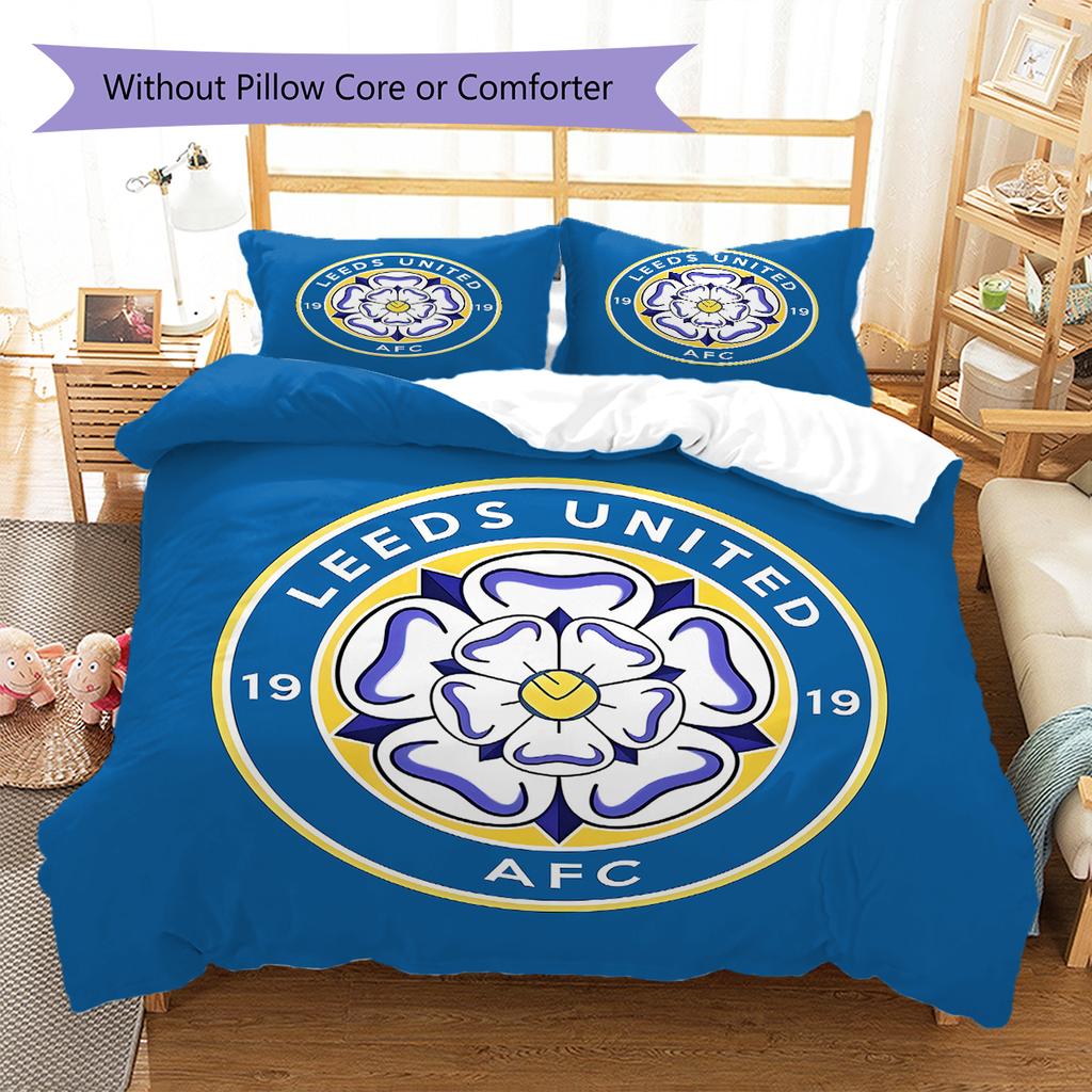 Leeds United Football Club Pattern Bedding,Quilt Set Quilt Cover Pillowcase Home Birthday Gift (1 * duvet cover + 2 * pillowcase, without core)