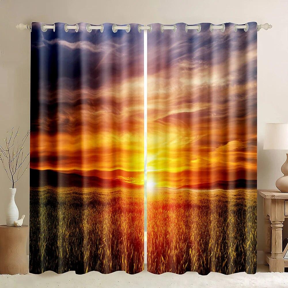 

Sunrise Beach Window Curtain Coastal Nature Landscape Blackout For Bedroom Living Room Kitchen 2Pcs W50xH130(CM)x2PCS-Rod pocket