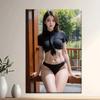 Classic Bikini Girl Metal Wall Art,Vertical Summer Beach Decor for Living Room Office