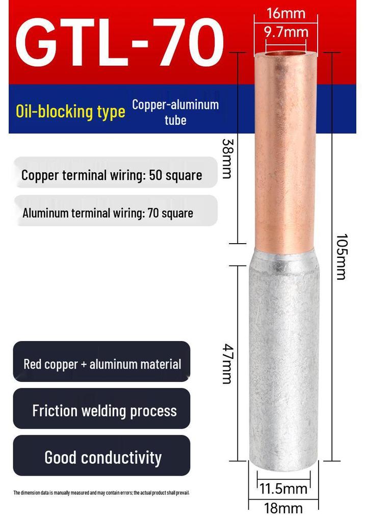 Copper-Aluminum Transition Connector Terminal Block, Quick Wire Connection Tool, No-Press Pipe Butt Connection GTLC