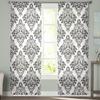 Black And White Baroque Flower Vine Abstract Tulle Sheer Window Curtains for Living Room Bedroom Voile Organza Curtains Drapes