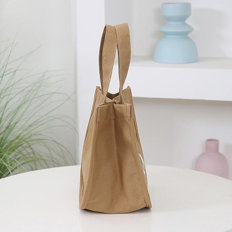 Cartoon Cute Printed Pattern Canvas Handbag Office Worker Lunch Bag Tote Bag Picnic Drink Bag Portable Outdoor Food Bags