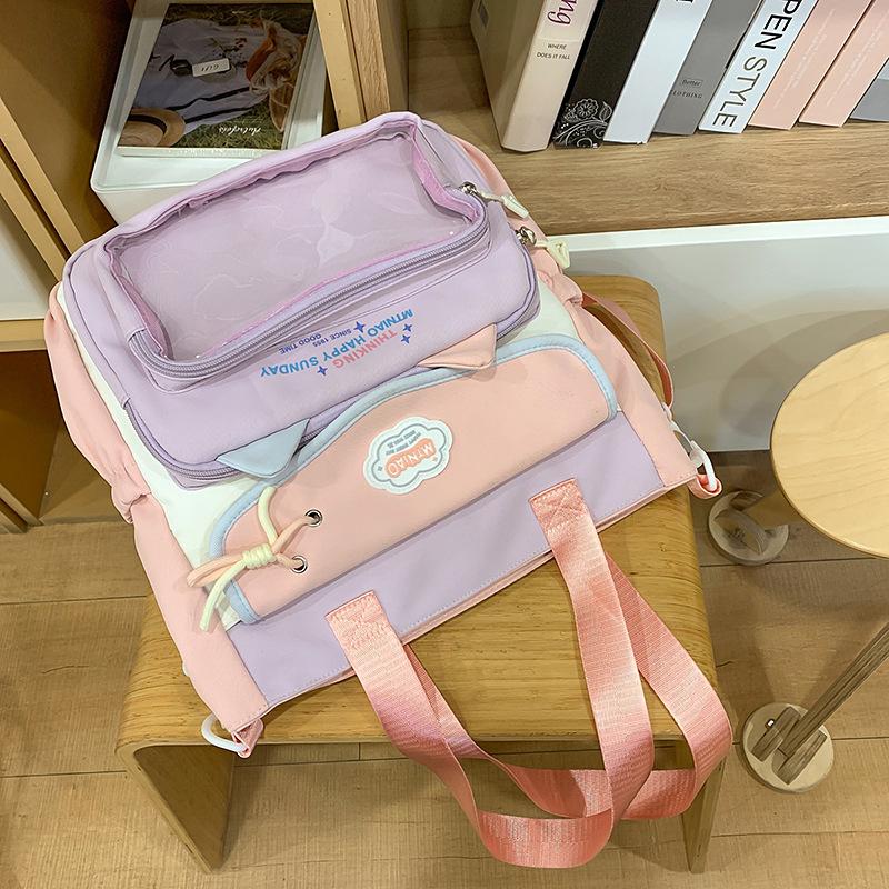 School bag cute dopamine messenger junior high school student girl high value handbag carrying book large capacity make-up class girl