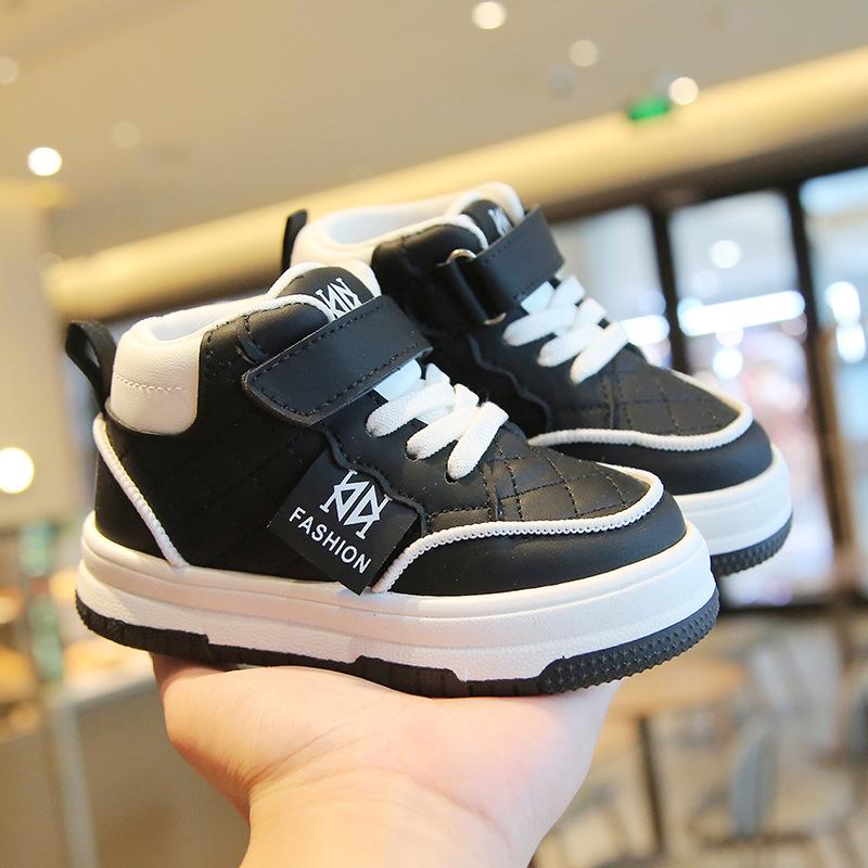 Children's High-Top Casual Sports Shoes 2026 - Soft Sole White Sneakers for Boys and Girls, Spring/Autumn Collection.