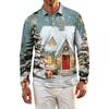Men's Golf Shirt Long Sleeve Casual Christmas Print Quick-Dry Mesh Top
