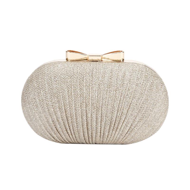 Pleated Butterfly Goose Egg Evening Bag Oval,Round Ladies Clutch Banquet Dress Chain Evening Bag