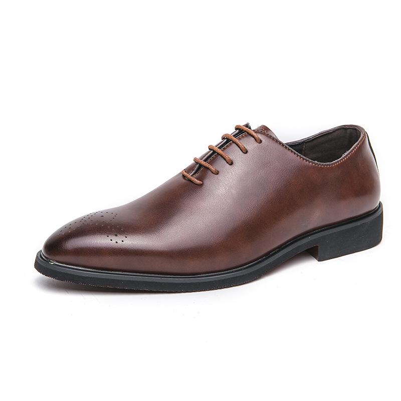 Men s Fashionable Large-Size Korean Style Casual Lace-Up Leather Shoes 41 коричневый