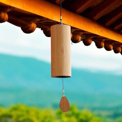 Landschaftsdekor Handgemachte Bambus-Windspiele Antikes Einfaches Musikalische Windspiele Handgekurbelt Hof-Anhänger Terrasse
