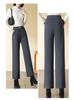 2024 Autumn/Winter High-Waisted Wool Slimming Straight-Leg Cropped Warm Pants for Middle-Aged Women