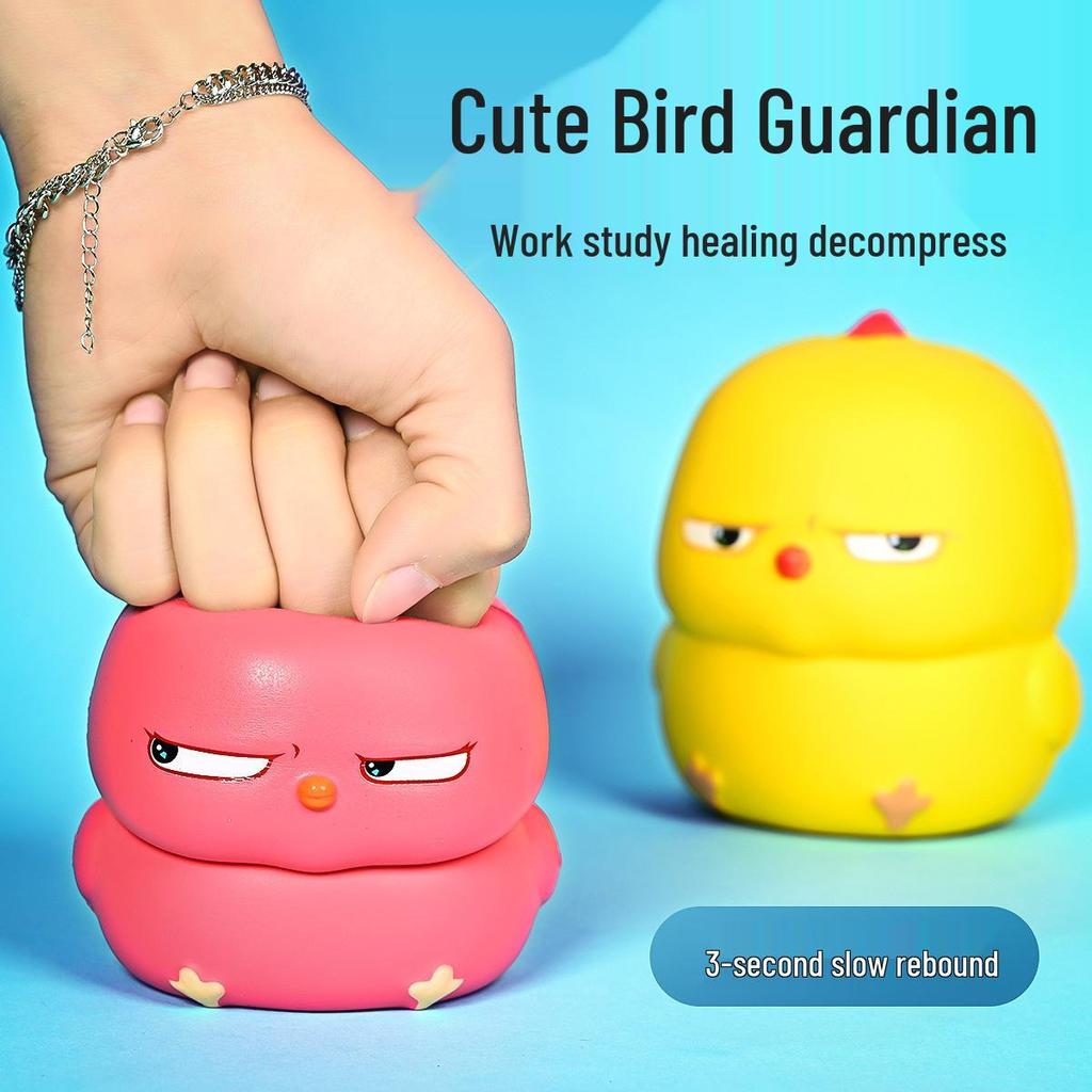 Unzip Wobbly Chicken Squeeze Toy - Slow Rebound Cute Pink & Yellow Cartoon Chicken Doll.