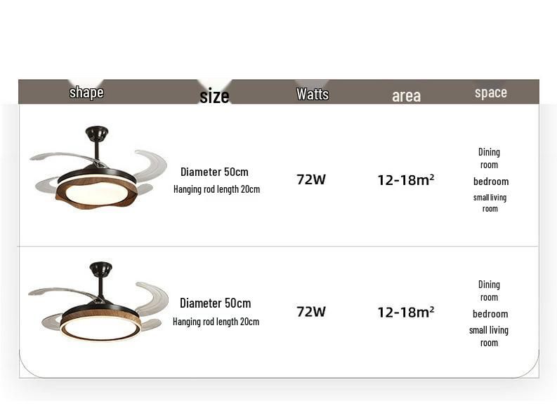 Chinese Style Silent Ceiling Fan with Light - Walnut Finish, Retro Design, High-End, Large Airflow for Bedroom or Restaurant.