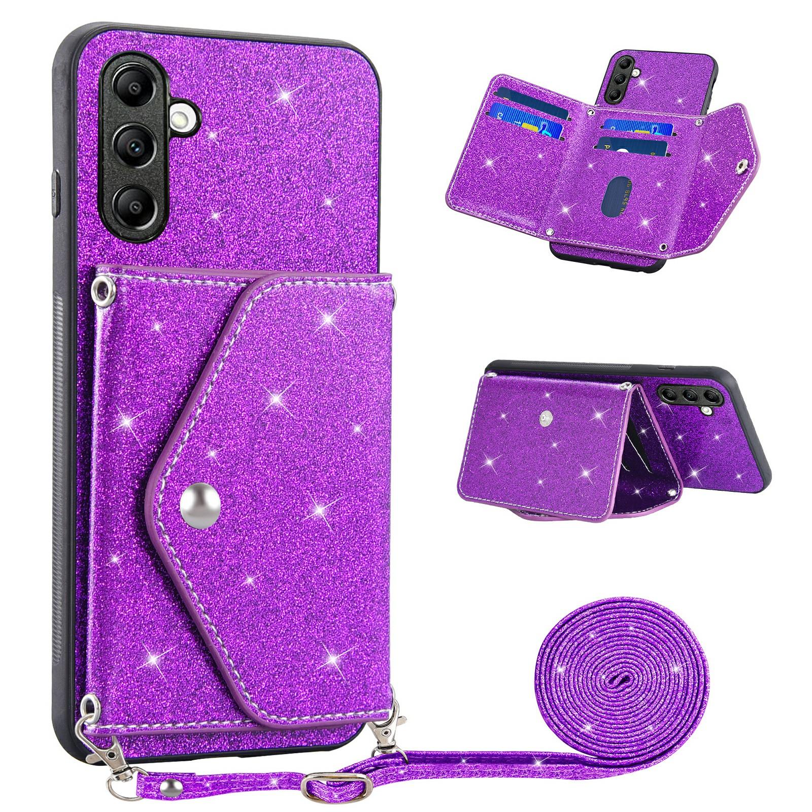 

For Samsung Galaxy A14 5G/4G PU Leather+TPU Phone Cover Kickstand Card Holder Cell Phone Case Purple