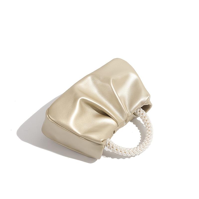 Elegant Pearl Handle Evening Clutch Chic Women's Dinner Handbag Adjustable Strap for Shoulder or Crossbody Wear Perfect