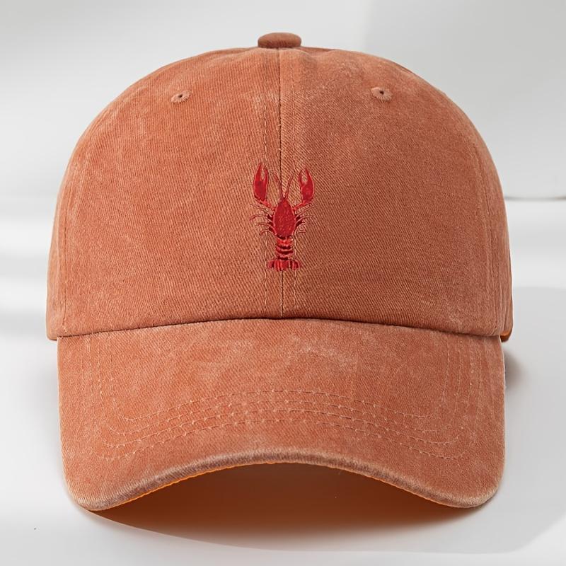 1pc Unisex Leisure Fun Lobster Embroidered Baseball Caps,Outdoor Windproof Sunshade Casual Adjustable Duckbill Caps for Holiday