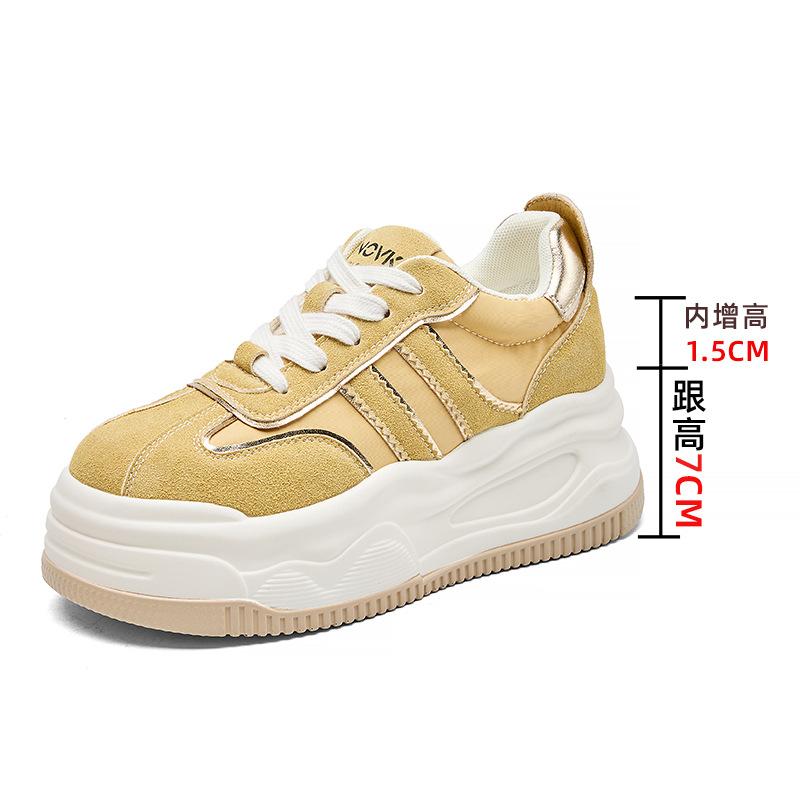 

2025 spring and summer new women s casual single shoes thick sole inner height increase casual leather white shoes children s shoes versatile 40