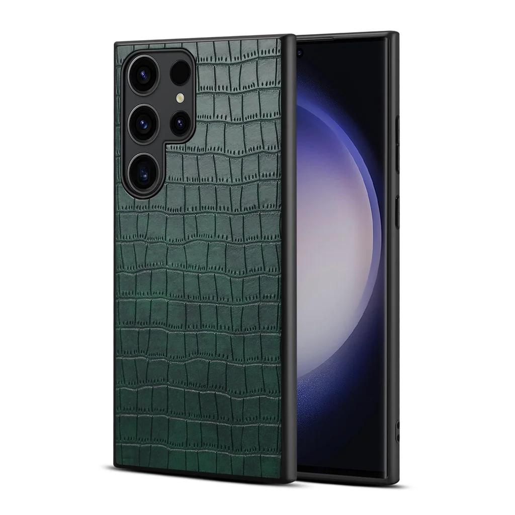 Crocodile Texture Leather Case for Samsung Galaxy S23 Ultra S24 Plus S21 FE A51 A34 A33 A52 A53 A54 A55 A05 A13 Shockproof Cover