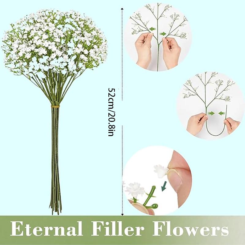 52cm White Artificial Gypsophila Flowers Bouquet Fake Flower Heads Party Home Decoration Photography Props Plant Wedding Decor