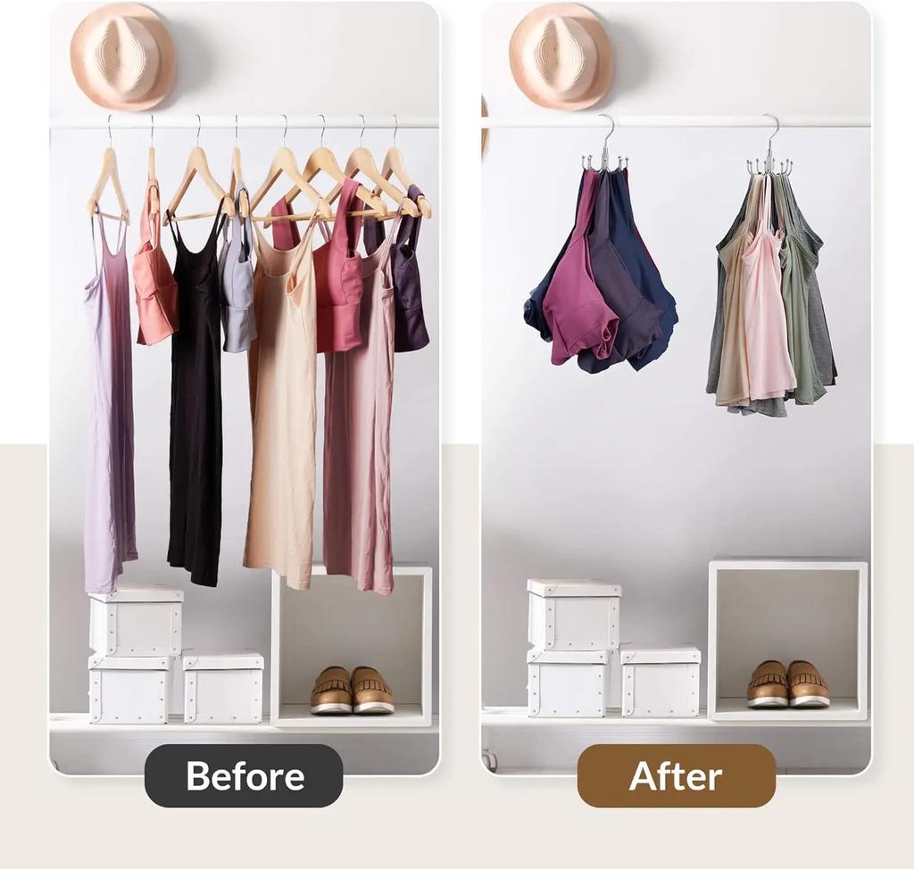 Rotatable Hanger Bra Organzier for Closet Large Capacity Sport Bra Holder Metal Space Saving Closet Organizers and Storage