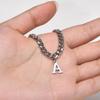 5mm New Stainless Steel Six-edged Grinding Chain Letter A-Z Necklace,Silver Color Fashion English Alphabe Necklace for Men