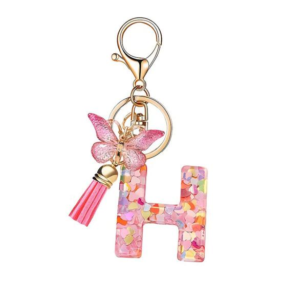 Heart Keyring Keychain Pendant Epoxy Resin Pink 10.7 Cm/4.21 In 1 Pc